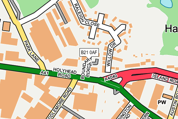 B21 0AF map - OS OpenMap – Local (Ordnance Survey)