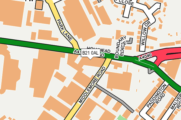 B21 0AL map - OS OpenMap – Local (Ordnance Survey)