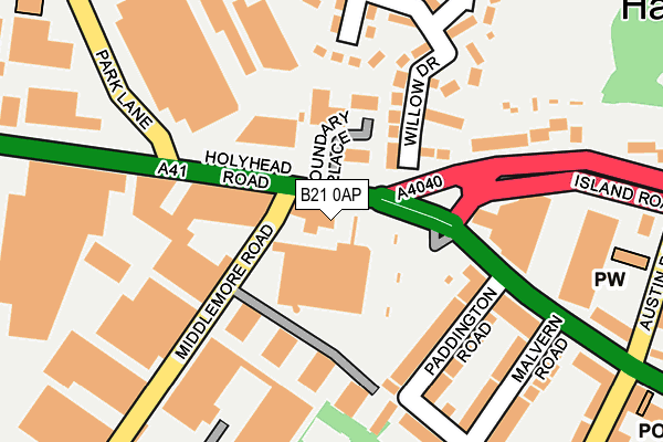 B21 0AP map - OS OpenMap – Local (Ordnance Survey)