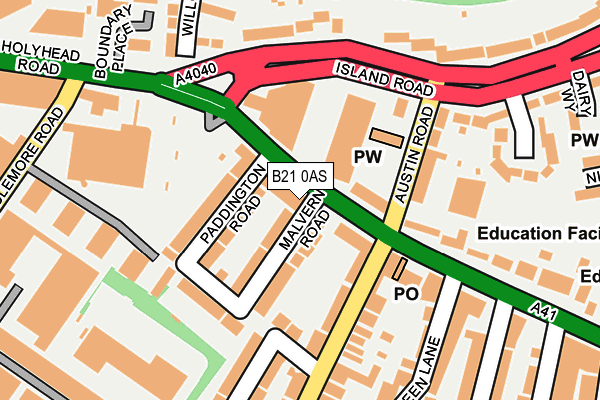 B21 0AS map - OS OpenMap – Local (Ordnance Survey)