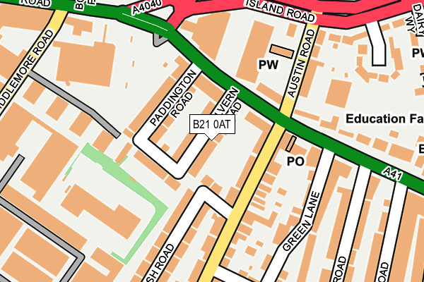 B21 0AT map - OS OpenMap – Local (Ordnance Survey)