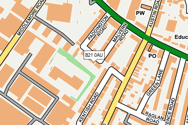 B21 0AU map - OS OpenMap – Local (Ordnance Survey)