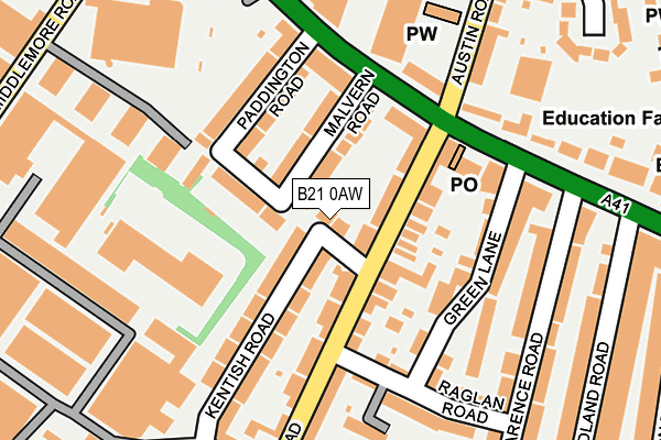 B21 0AW map - OS OpenMap – Local (Ordnance Survey)