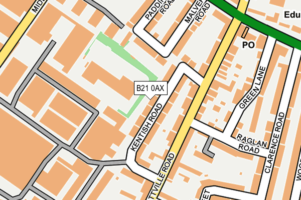 B21 0AX map - OS OpenMap – Local (Ordnance Survey)