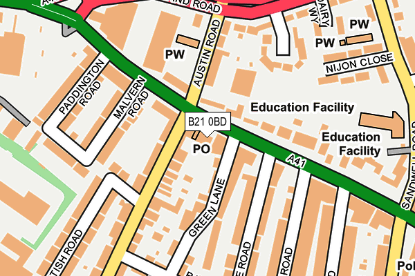 B21 0BD map - OS OpenMap – Local (Ordnance Survey)