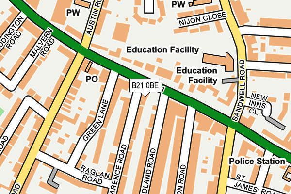 B21 0BE map - OS OpenMap – Local (Ordnance Survey)