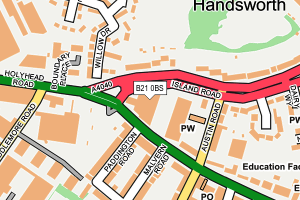 B21 0BS map - OS OpenMap – Local (Ordnance Survey)