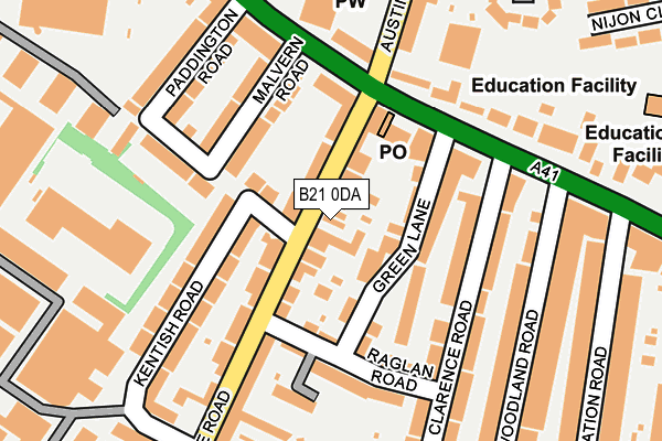 B21 0DA map - OS OpenMap – Local (Ordnance Survey)