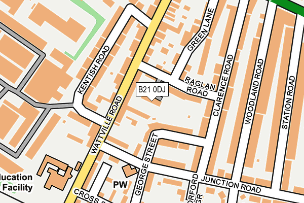 B21 0DJ map - OS OpenMap – Local (Ordnance Survey)