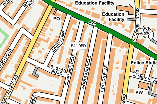 B21 0ED map - OS OpenMap – Local (Ordnance Survey)