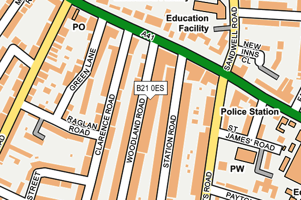 B21 0ES map - OS OpenMap – Local (Ordnance Survey)