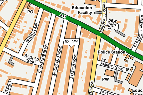 B21 0EY map - OS OpenMap – Local (Ordnance Survey)