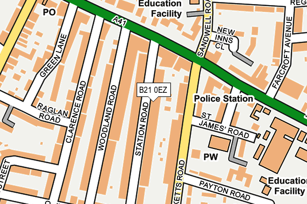 B21 0EZ map - OS OpenMap – Local (Ordnance Survey)