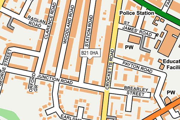 B21 0HA map - OS OpenMap – Local (Ordnance Survey)