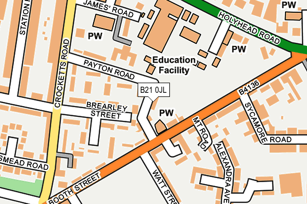 B21 0JL map - OS OpenMap – Local (Ordnance Survey)