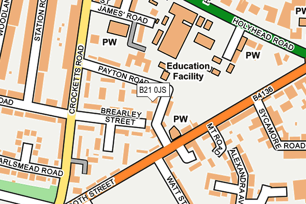 B21 0JS map - OS OpenMap – Local (Ordnance Survey)