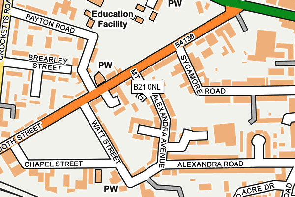 B21 0NL map - OS OpenMap – Local (Ordnance Survey)