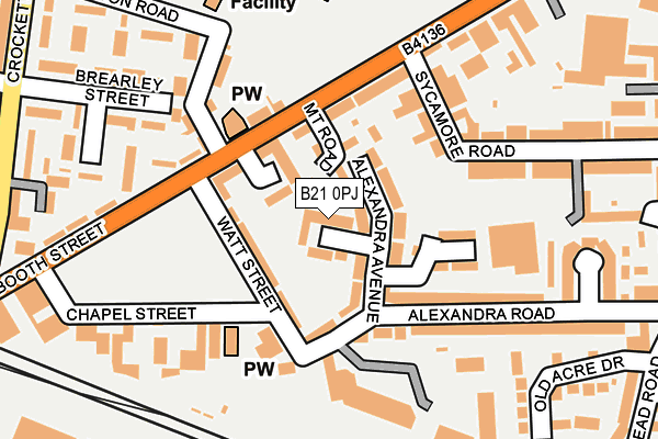 B21 0PJ map - OS OpenMap – Local (Ordnance Survey)