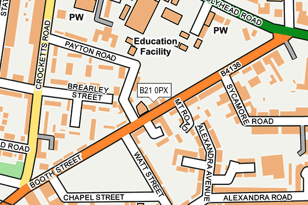 B21 0PX map - OS OpenMap – Local (Ordnance Survey)