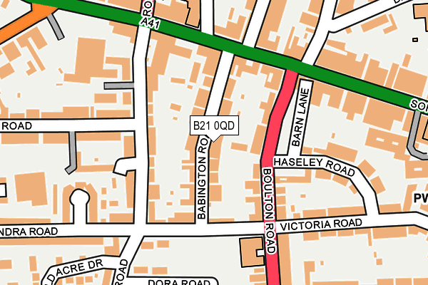 B21 0QD map - OS OpenMap – Local (Ordnance Survey)