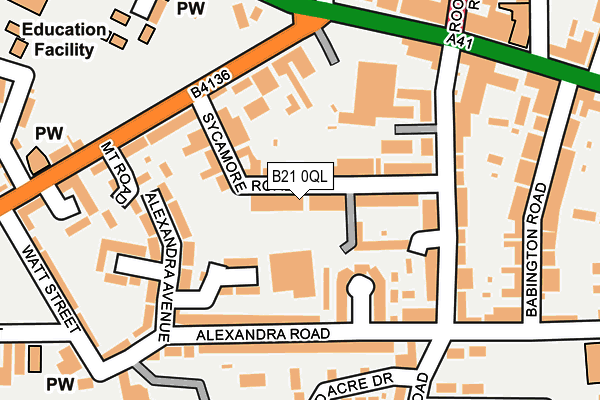 B21 0QL map - OS OpenMap – Local (Ordnance Survey)