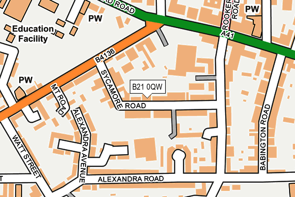 B21 0QW map - OS OpenMap – Local (Ordnance Survey)