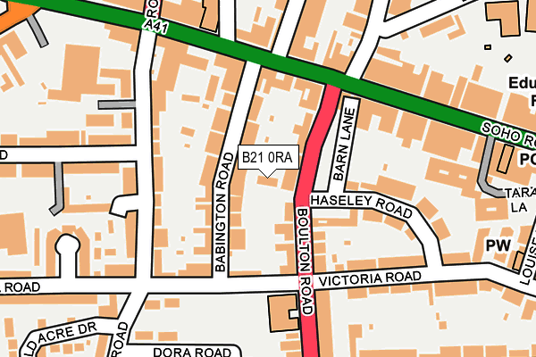 B21 0RA map - OS OpenMap – Local (Ordnance Survey)