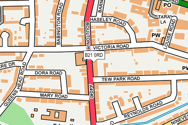 B21 0RD map - OS OpenMap – Local (Ordnance Survey)