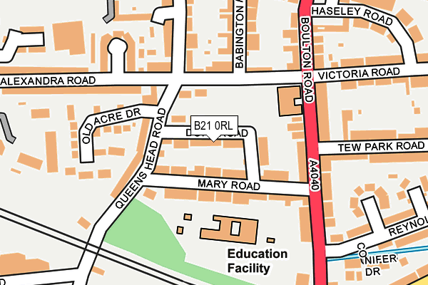 B21 0RL map - OS OpenMap – Local (Ordnance Survey)