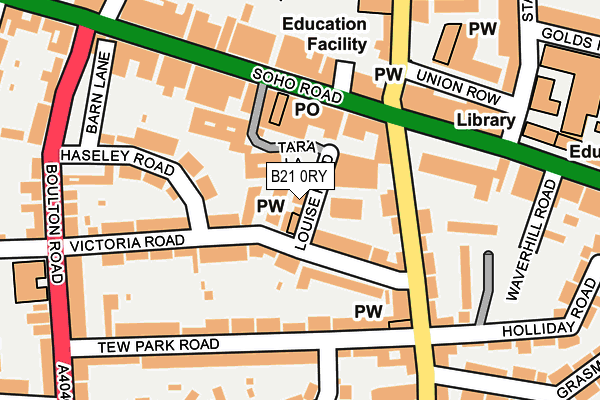 B21 0RY map - OS OpenMap – Local (Ordnance Survey)