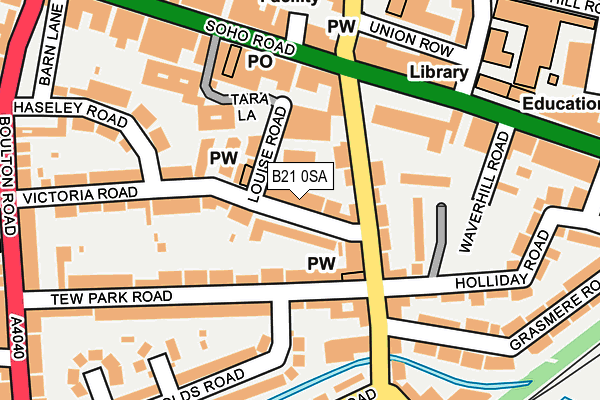 B21 0SA map - OS OpenMap – Local (Ordnance Survey)