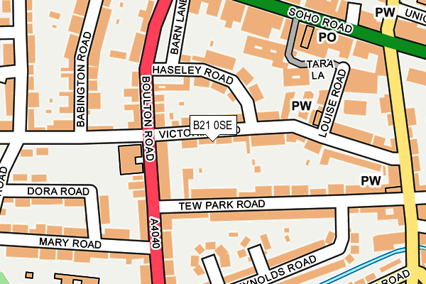B21 0SE map - OS OpenMap – Local (Ordnance Survey)