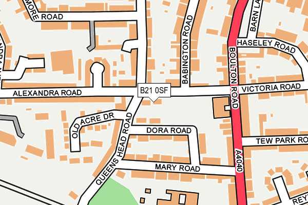 B21 0SF map - OS OpenMap – Local (Ordnance Survey)