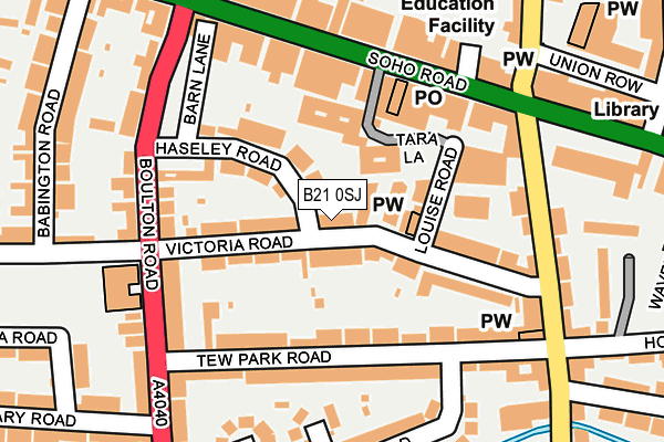 B21 0SJ map - OS OpenMap – Local (Ordnance Survey)