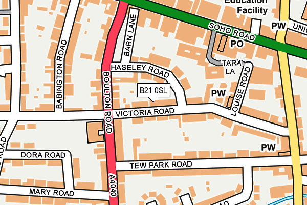 B21 0SL map - OS OpenMap – Local (Ordnance Survey)