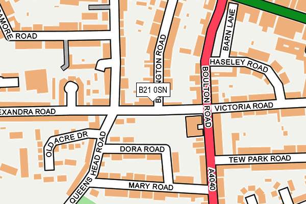B21 0SN map - OS OpenMap – Local (Ordnance Survey)