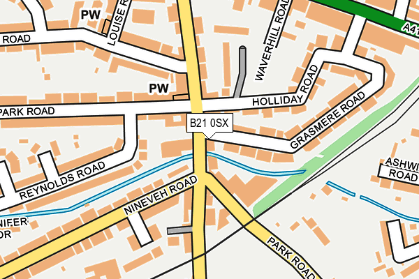 B21 0SX map - OS OpenMap – Local (Ordnance Survey)