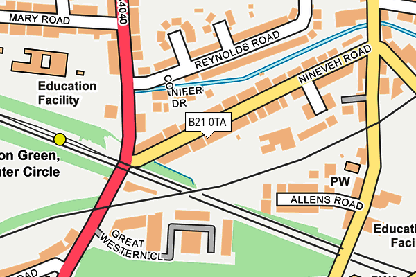 B21 0TA map - OS OpenMap – Local (Ordnance Survey)