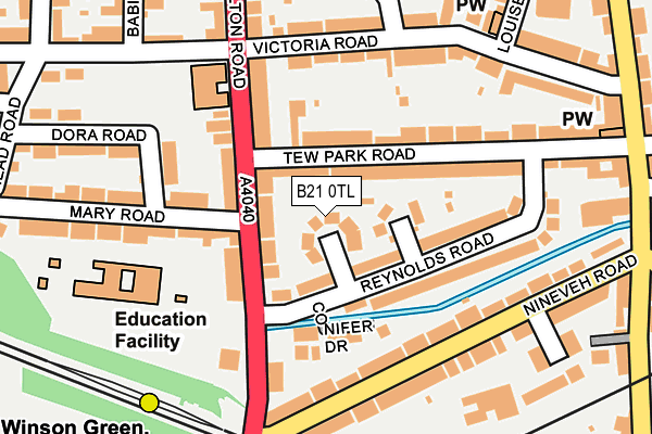 B21 0TL map - OS OpenMap – Local (Ordnance Survey)
