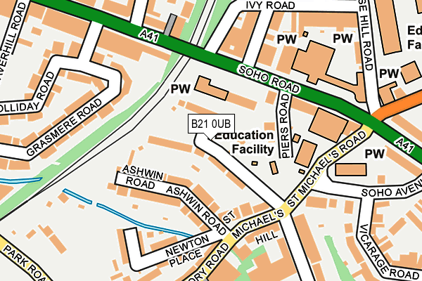 B21 0UB map - OS OpenMap – Local (Ordnance Survey)