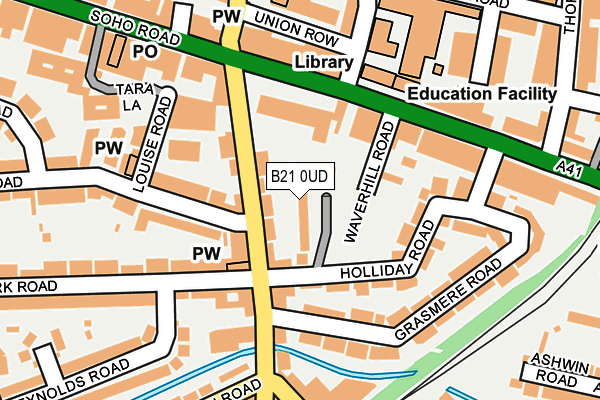 B21 0UD map - OS OpenMap – Local (Ordnance Survey)