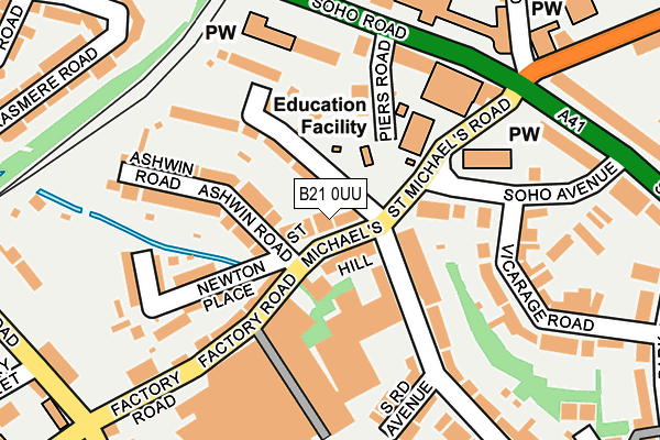 B21 0UU map - OS OpenMap – Local (Ordnance Survey)