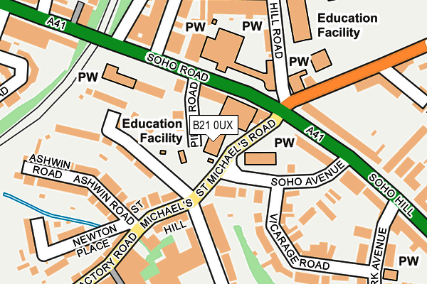 B21 0UX map - OS OpenMap – Local (Ordnance Survey)