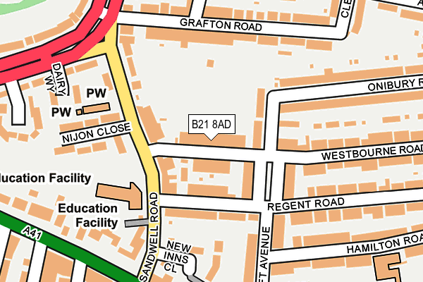 B21 8AD map - OS OpenMap – Local (Ordnance Survey)