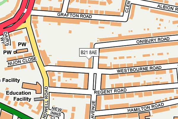 B21 8AE map - OS OpenMap – Local (Ordnance Survey)
