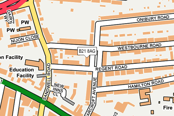 B21 8AG map - OS OpenMap – Local (Ordnance Survey)