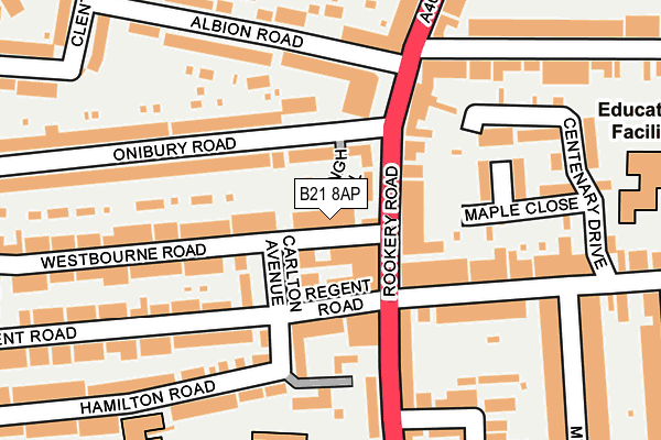 B21 8AP map - OS OpenMap – Local (Ordnance Survey)