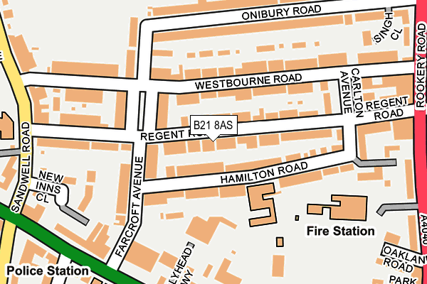 B21 8AS map - OS OpenMap – Local (Ordnance Survey)