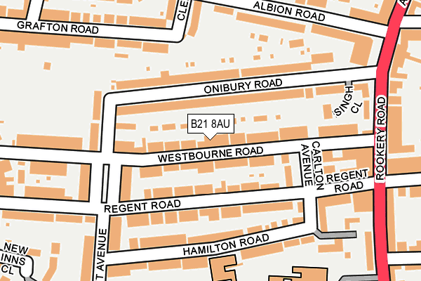 B21 8AU map - OS OpenMap – Local (Ordnance Survey)