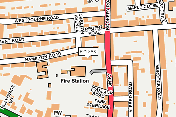 B21 8AX map - OS OpenMap – Local (Ordnance Survey)